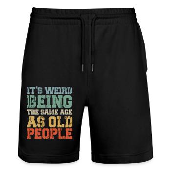 It's Weird Being The Same Age As Old People Retro - Stanley/Stella Trainer Unisex Organic Jogging Shorts - black - Front - Nik (191cm) & Marisol (170cm)