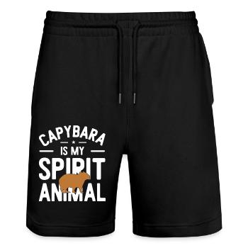 Capybara - Stanley/Stella Unisex Bio Joggingshorts Trainer  - Schwarz - Vorne - Nik (191cm) & Marisol (170cm)