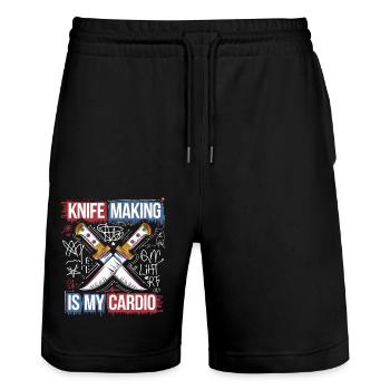 Passion pour les couteaux et la forge - Short de jogging bio TRAINER Stanley/Stella unisexe - noir - Devant - Nik (191cm) & Marisol (170cm)