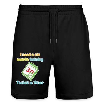 I need a six month holiday twice a year Verse 3 - Stanley/Stella Trainer Unisex Organic Jogging Shorts - black - Front - Nik (191cm) & Marisol (170cm)