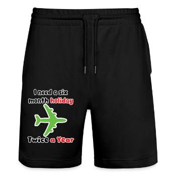 I need a six month holiday twice a year verse 2 - Stanley/Stella Trainer Unisex Organic Jogging Shorts - black - Front - Nik (191cm) & Marisol (170cm)