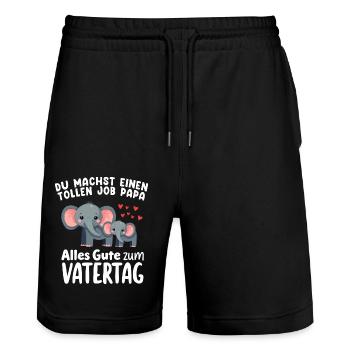 Elefanten Du Machst einen tollen Job Papa Vatertag - Stanley/Stella Unisex Bio Joggingshorts Trainer  - Schwarz - Vorne - Nik (191cm) & Marisol (170cm)