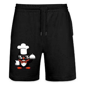 Penguin Chef Chef Chef Hat Cooking Sunglasses - Stanley/Stella Trainer Unisex Organic Jogging Shorts - black - Front - Nik (191cm) & Marisol (170cm)