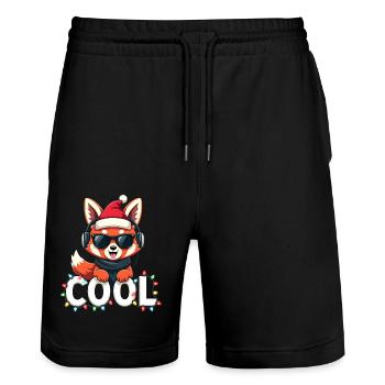 Cool Red Panda - Christmas Party - Stanley/Stella Trainer Unisex Organic Jogging Shorts - black - Front - Nik (191cm) & Marisol (170cm)