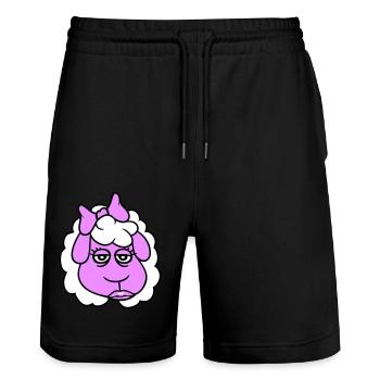 Sheep Girl Woman Face Female Pretty Tired - Stanley/Stella Trainer Unisex Organic Jogging Shorts - black - Front - Nik (191cm) & Marisol (170cm)