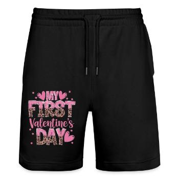 xoxo love you amore Blumen Frauen Valentinstag 14 - Stanley/Stella Unisex Bio Joggingshorts Trainer  - Schwarz - Vorne - Nik (191cm) & Marisol (170cm)
