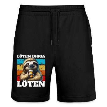 Löten Digga, löten - Stanley/Stella Unisex Bio Joggingshorts Trainer  - Schwarz - Vorne - Nik (191cm) & Marisol (170cm)