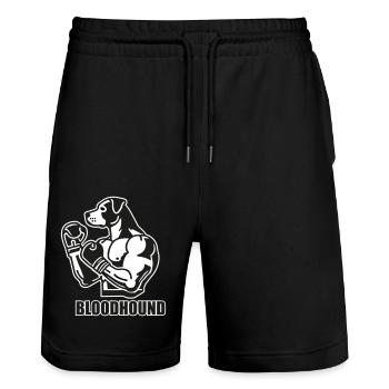 Fighter Dog with boxing gloves - Bloodhound design - Stanley/Stella Trainer Unisex Organic Jogging Shorts - black - Front - Nik (191cm) & Marisol (170cm)