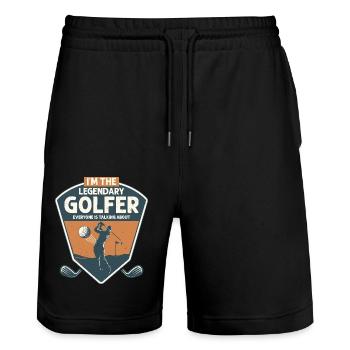 I'm The Legendary Golfer Everyone Is Talking About - Stanley/Stella Trainer Unisex Organic Jogging Shorts - black - Front - Nik (191cm) & Marisol (170cm)