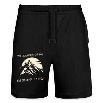 IT`S ENOUGH FOR ME, I`M GOING HIKING - Stanley/Stella Unisex Bio Joggingshorts Trainer  - Schwarz - Vorne - Nik (191cm) & Marisol (170cm)