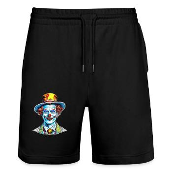 Joker Art - Stanley/Stella Trainer Unisex Organic Jogging Shorts - black - Front - Nik (191cm) & Marisol (170cm)