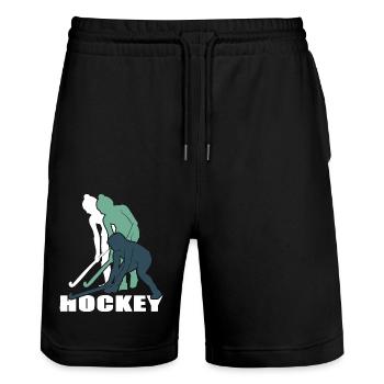 Hockey Hockey-girl Feldhockey Hockeyverein - Stanley/Stella Unisex Bio Joggingshorts Trainer  - Schwarz - Vorne - Nik (191cm) & Marisol (170cm)