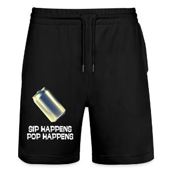 Sip Happens, Pop Happens - Stanley/Stella Trainer Unisex Organic Jogging Shorts - black - Front - Nik (191cm) & Marisol (170cm)