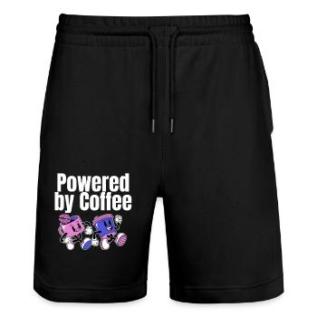 Powered by Coffee - Stanley/Stella Unisex Bio Joggingshorts Trainer  - Schwarz - Vorne - Nik (191cm) & Marisol (170cm)