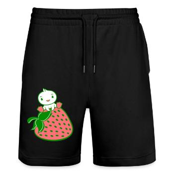 canard assis gros fruit de fraise délicieux sain sucré - Short de jogging bio TRAINER Stanley/Stella unisexe - noir - Devant - Nik (191cm) & Marisol (170cm)