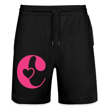 Buchstabe c Anfangsbuchstabe mit Herz - Stanley/Stella Unisex Bio Joggingshorts Trainer  - Schwarz - Vorne - Nik (191cm) & Marisol (170cm)