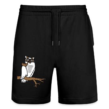 Pipe hibou fumer vieux grand-père aigle hibou branche arbre forêt - Short de jogging bio TRAINER Stanley/Stella unisexe - noir - Devant - Nik (191cm) & Marisol (170cm)
