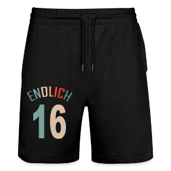 16. Geburtstag Geschenk Vintage Retro - Stanley/Stella Unisex Bio Joggingshorts Trainer  - Schwarz - Vorne - Nik (191cm) & Marisol (170cm)