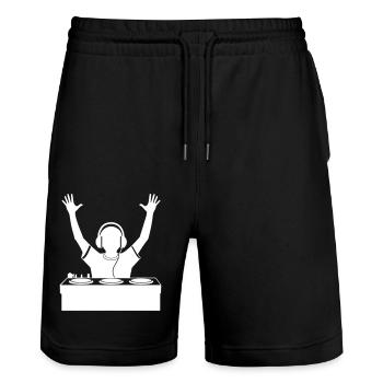 DJ Disc Jockey Festival Party - Stanley/Stella Trainer Unisex Organic Jogging Shorts - black - Front - Nik (191cm) & Marisol (170cm)