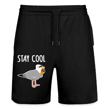 Cool Bleiben - Stanley/Stella Unisex Bio Joggingshorts Trainer  - Schwarz - Vorne - Nik (191cm) & Marisol (170cm)
