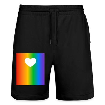 Rainbow Gradients Colours Heart - Stanley/Stella Trainer Unisex Organic Jogging Shorts - black - Front - Nik (191cm) & Marisol (170cm)