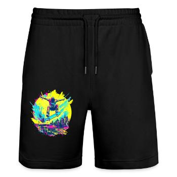 Neon Skater – Ride or Die Graffiti Style - Stanley/Stella Unisex Bio Joggingshorts Trainer  - Schwarz - Vorne - Nik (191cm) & Marisol (170cm)