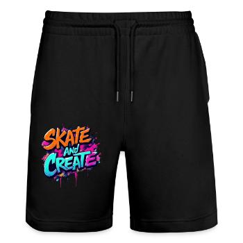 Skate and Create – Graffiti Street Art Design - Stanley/Stella Trainer Unisex Organic Jogging Shorts - black - Front - Nik (191cm) & Marisol (170cm)