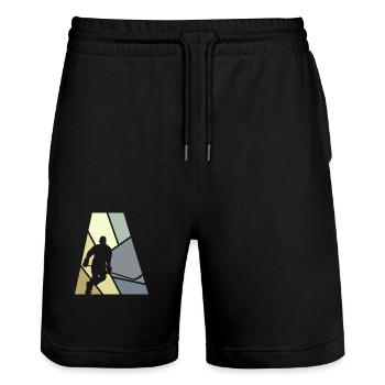 Hockey Ice Eishockeyspieler - Stanley/Stella Unisex Bio Joggingshorts Trainer  - Schwarz - Vorne - Nik (191cm) & Marisol (170cm)