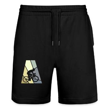 Radfahrer Bicycle - Stanley/Stella Unisex Bio Joggingshorts Trainer  - Schwarz - Vorne - Nik (191cm) & Marisol (170cm)