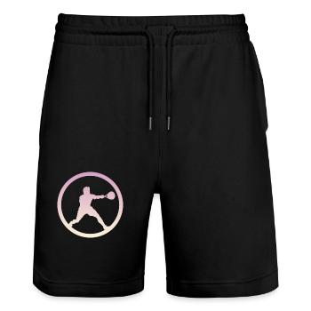 Squash Players Squash Rackets Rackets - Stanley/Stella Trainer Unisex Organic Jogging Shorts - black - Front - Nik (191cm) & Marisol (170cm)