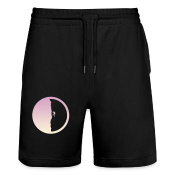 Kletterer Seilklettern Bergsteigen - Stanley/Stella Unisex Bio Joggingshorts Trainer  - Schwarz - Vorne - Nik (191cm) & Marisol (170cm)