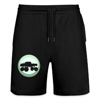 Monstertruck Geländefahrer - Stanley/Stella Unisex Bio Joggingshorts Trainer  - Schwarz - Vorne - Nik (191cm) & Marisol (170cm)