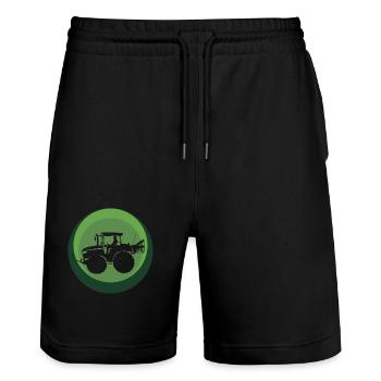 Landwirt Hof - Stanley/Stella Unisex Bio Joggingshorts Trainer  - Schwarz - Vorne - Nik (191cm) & Marisol (170cm)