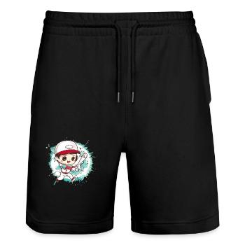 Baseball Joueurs de baseball - Short de jogging bio TRAINER Stanley/Stella unisexe - noir - Devant - Nik (191cm) & Marisol (170cm)