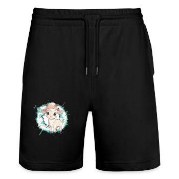 Chèvre Capricorne - Short de jogging bio TRAINER Stanley/Stella unisexe - noir - Devant - Nik (191cm) & Marisol (170cm)