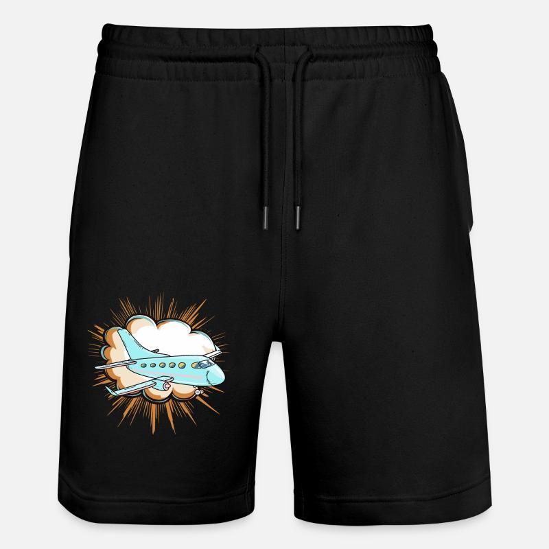 Flugzeug Pilot Jet - Stanley/Stella Unisex Bio Joggingshorts Trainer  - Schwarz