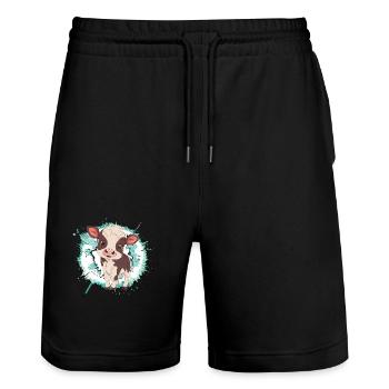 Cow Cattle Cows - Stanley/Stella Trainer Unisex Organic Jogging Shorts - black - Front - Nik (191cm) & Marisol (170cm)