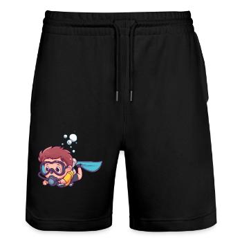 Plongée sous-marine - Short de jogging bio TRAINER Stanley/Stella unisexe - noir - Devant - Nik (191cm) & Marisol (170cm)