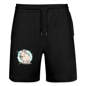 Ziege Steinbock Ziegen - Stanley/Stella Unisex Bio Joggingshorts Trainer  - Schwarz - Vorne - Nik (191cm) & Marisol (170cm)