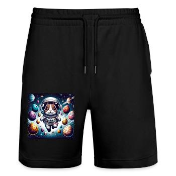 Pâques, Lapin De Pâques, Astronaute, Espace, Système Solaire - Short de jogging bio TRAINER Stanley/Stella unisexe - noir - Devant - Nik (191cm) & Marisol (170cm)
