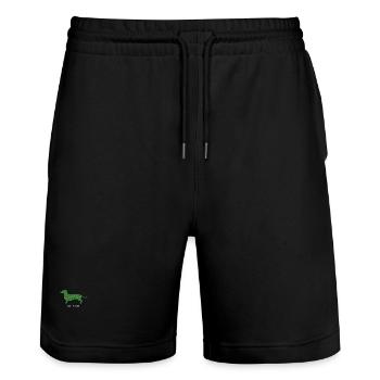 grass Dachshund - Stanley/Stella Trainer Unisex Organic Jogging Shorts - black - Front - Nik (191cm) & Marisol (170cm)