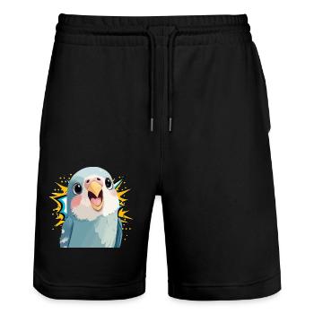 Perruche Perroquet Oiseaux - Short de jogging bio TRAINER Stanley/Stella unisexe - noir - Devant - Nik (191cm) & Marisol (170cm)