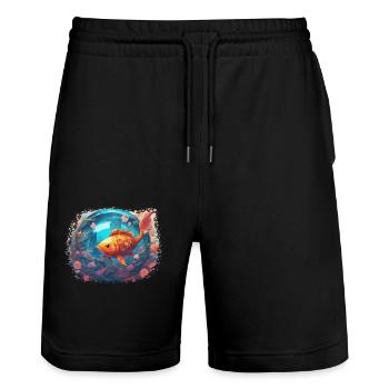 Sunfish Reflections - Stanley/Stella Trainer Unisex Organic Jogging Shorts - black - Front - Nik (191cm) & Marisol (170cm)