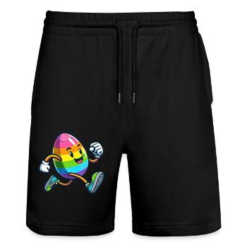 Ostern Osterei Süß Comic Cartoon Jogger Marathon - Stanley/Stella Unisex Bio Joggingshorts Trainer  - Schwarz - Vorne - Nik (191cm) & Marisol (170cm)