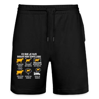 mon temps libre élever des vaches t-shirt vache - Short de jogging bio TRAINER Stanley/Stella unisexe - noir - Devant - Nik (191cm) & Marisol (170cm)