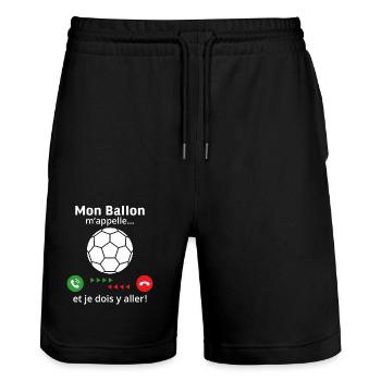 mon ballon m'appelle et je dois y aller hadball - Short de jogging bio TRAINER Stanley/Stella unisexe - noir - Devant - Nik (191cm) & Marisol (170cm)