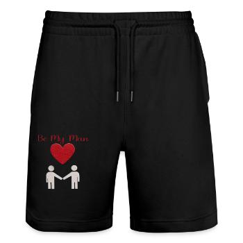 Love Message Silhouette - Stanley/Stella Trainer Unisex Organic Jogging Shorts - black - Front - Nik (191cm) & Marisol (170cm)
