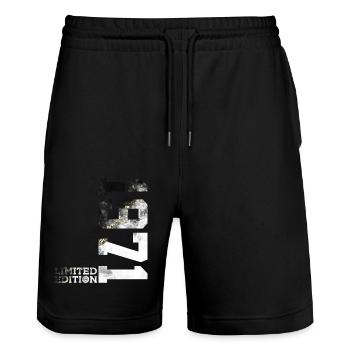 55TH BIRTHDAY LIMITED EDITION 1971 - Stanley/Stella Trainer Unisex Organic Jogging Shorts - black - Front - Nik (191cm) & Marisol (170cm)
