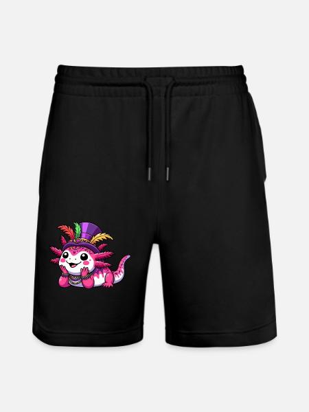 Mardi Gras Axolotl: Carnival Joy - Stanley/Stella Trainer Unisex Organic Jogging Shorts - black