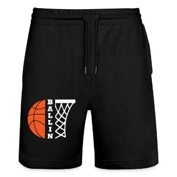 Ballin Basket-ball - Short de jogging bio TRAINER Stanley/Stella unisexe - noir - Devant - Nik (191cm) & Marisol (170cm)